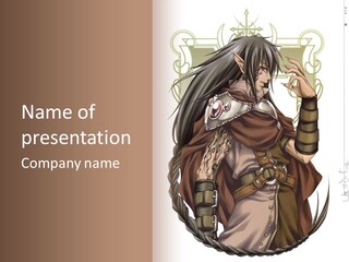 A Woman With Long Hair In A Brown Outfit PowerPoint Template