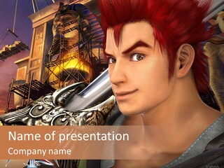 A Young Man With Red Hair Is Looking At The Camera PowerPoint Template