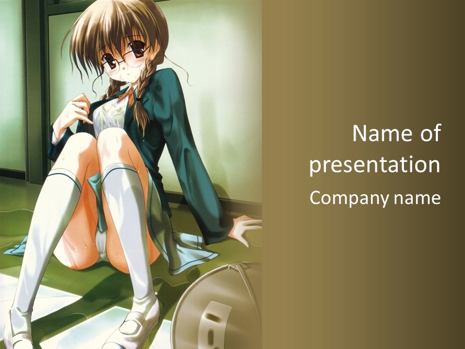 A Girl Sitting On The Floor With Her Legs Crossed PowerPoint Template