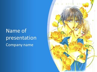 A Couple Of People With Yellow Flowers In Their Hands PowerPoint Template