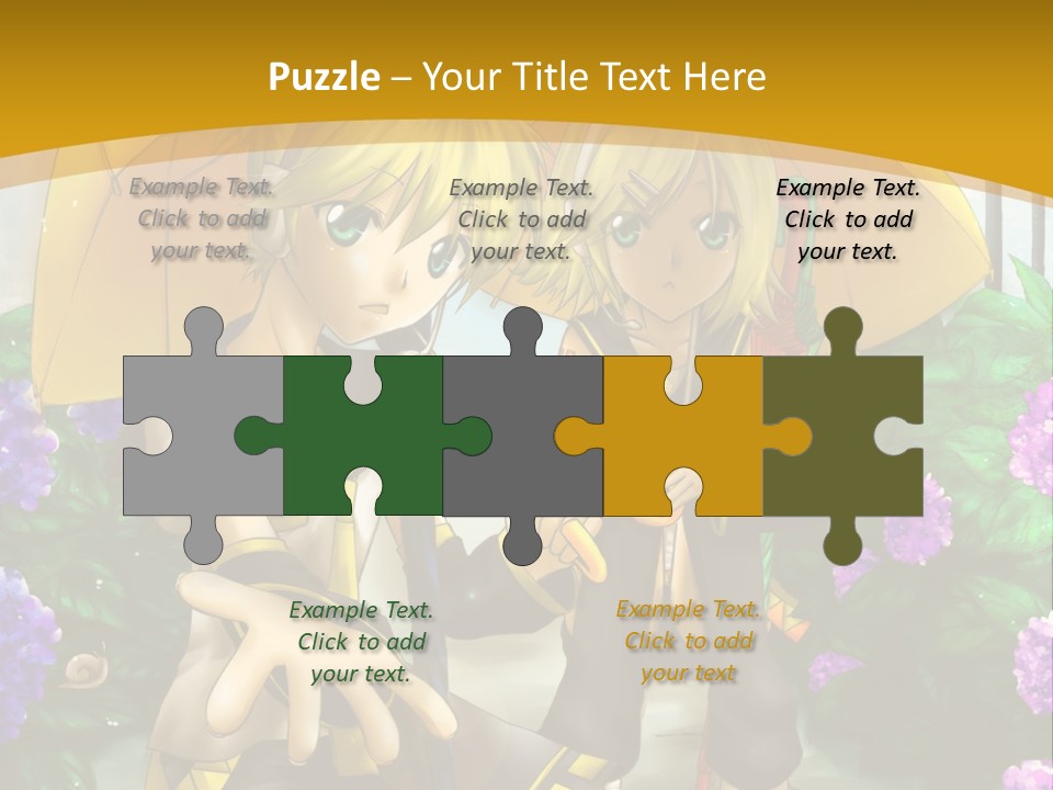 A Couple Of Anime Characters Holding Umbrellas PowerPoint Template