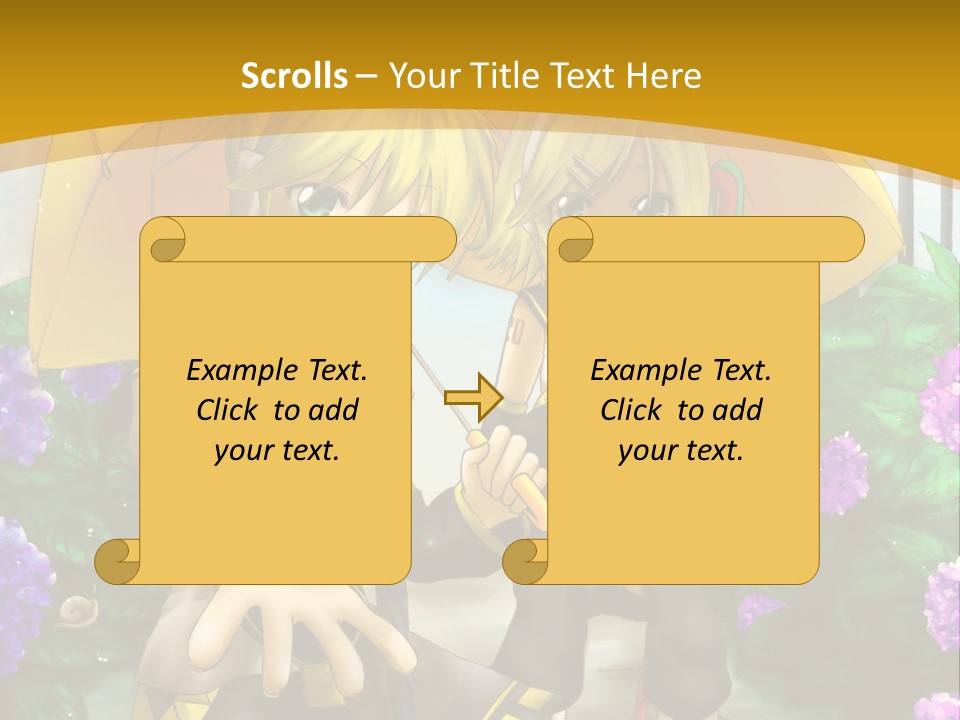 A Couple Of Anime Characters Holding Umbrellas PowerPoint Template