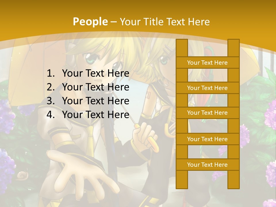 A Couple Of Anime Characters Holding Umbrellas PowerPoint Template