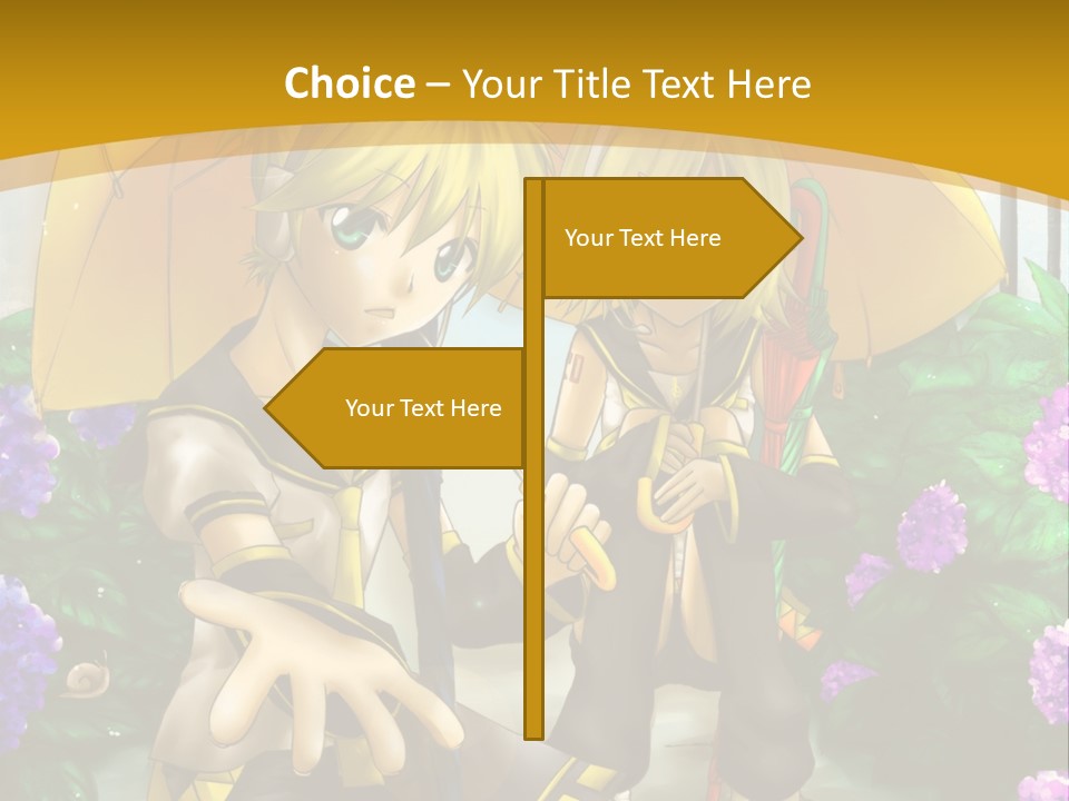 A Couple Of Anime Characters Holding Umbrellas PowerPoint Template