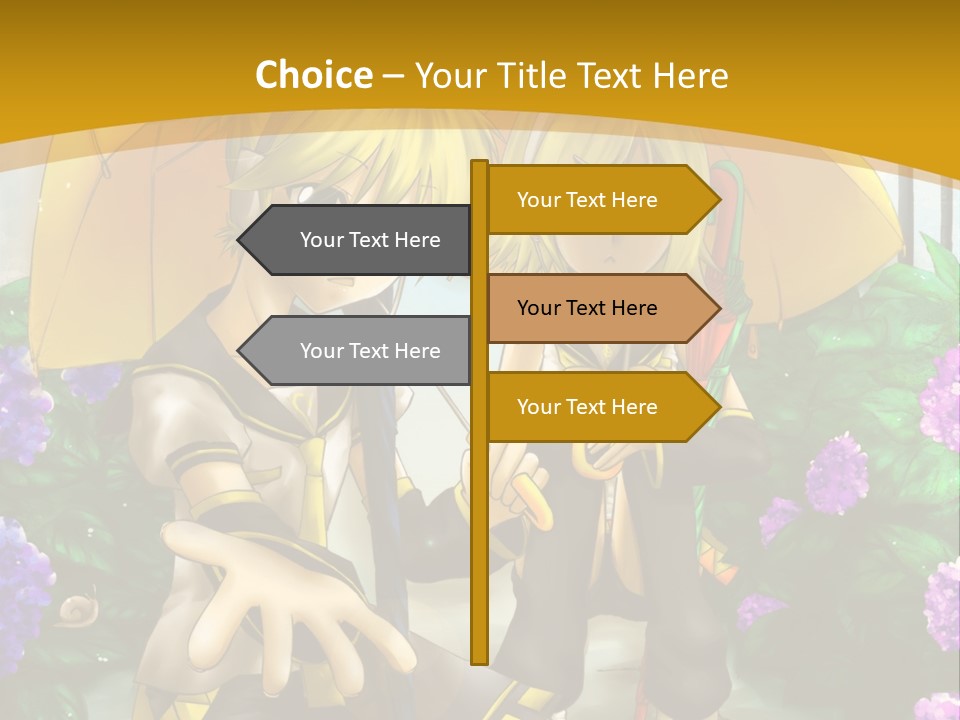 A Couple Of Anime Characters Holding Umbrellas PowerPoint Template