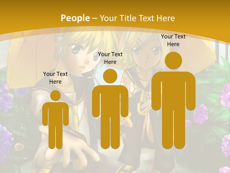 A Couple Of Anime Characters Holding Umbrellas PowerPoint Template