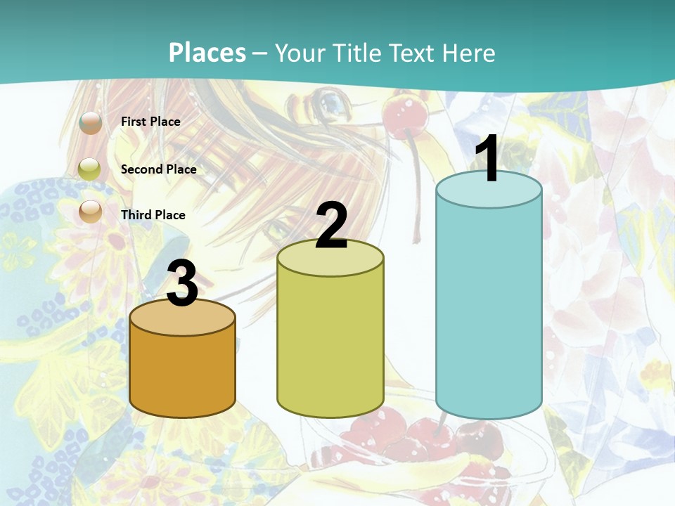 A Woman Eating A Piece Of Cake With Cherries On It PowerPoint Template