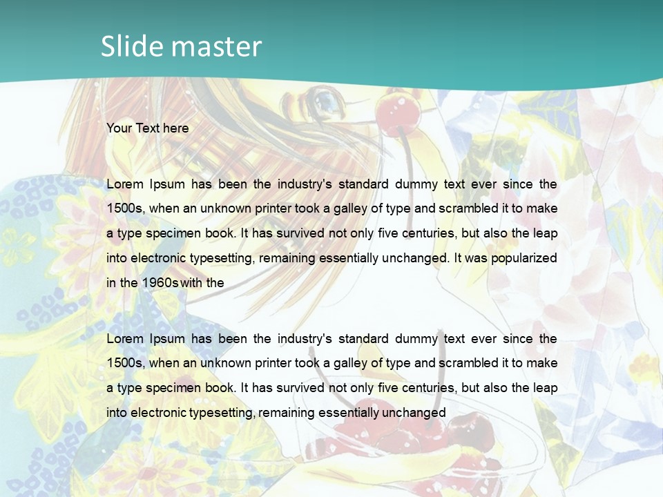 A Woman Eating A Piece Of Cake With Cherries On It PowerPoint Template