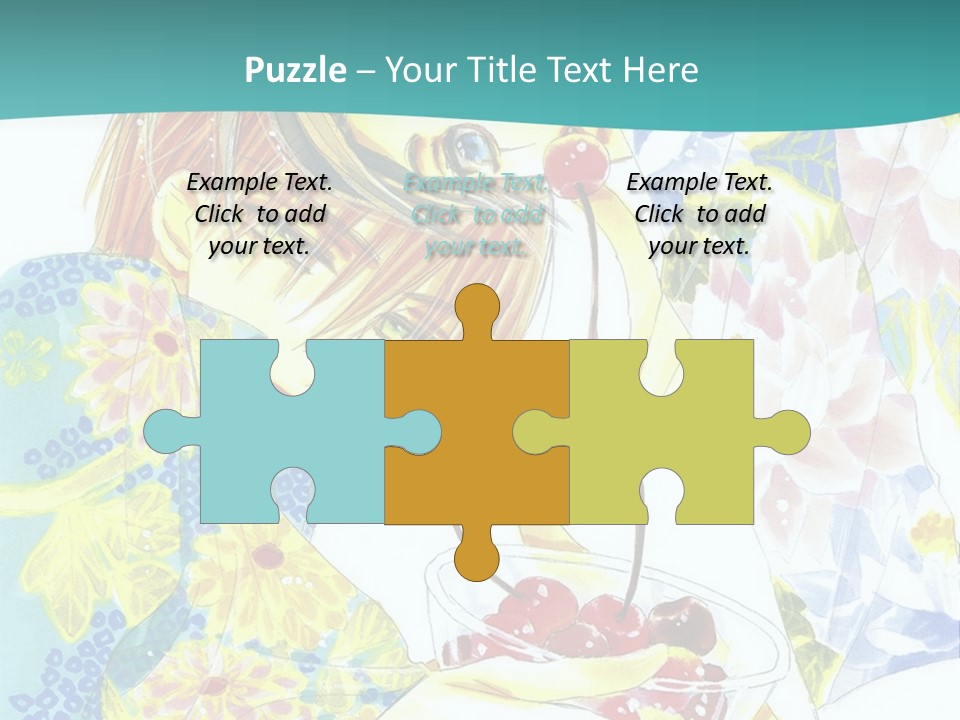 A Woman Eating A Piece Of Cake With Cherries On It PowerPoint Template