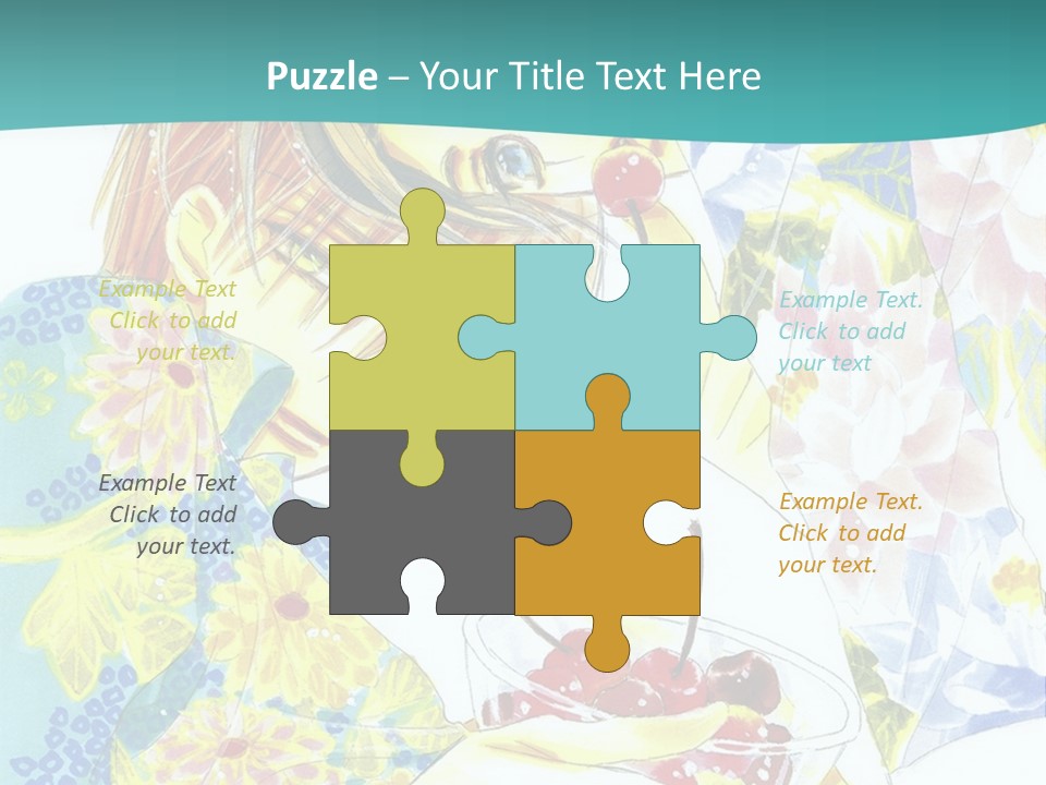 A Woman Eating A Piece Of Cake With Cherries On It PowerPoint Template