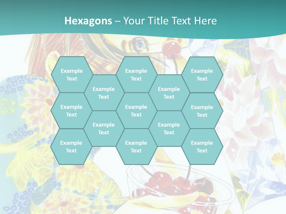 A Woman Eating A Piece Of Cake With Cherries On It PowerPoint Template