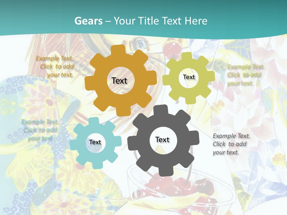 A Woman Eating A Piece Of Cake With Cherries On It PowerPoint Template