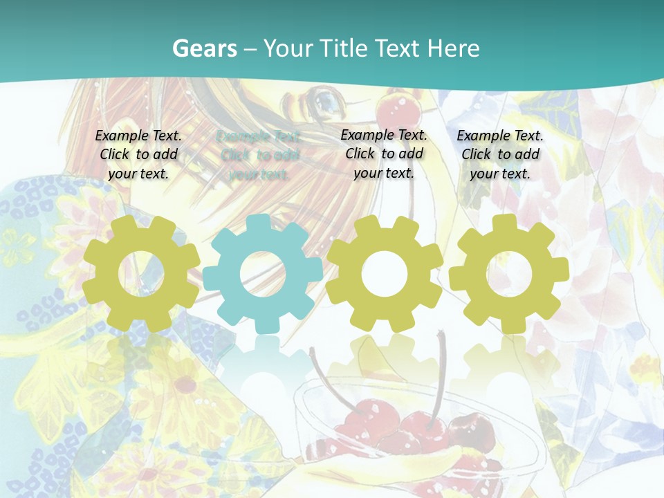 A Woman Eating A Piece Of Cake With Cherries On It PowerPoint Template