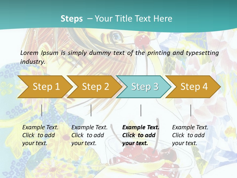 A Woman Eating A Piece Of Cake With Cherries On It PowerPoint Template
