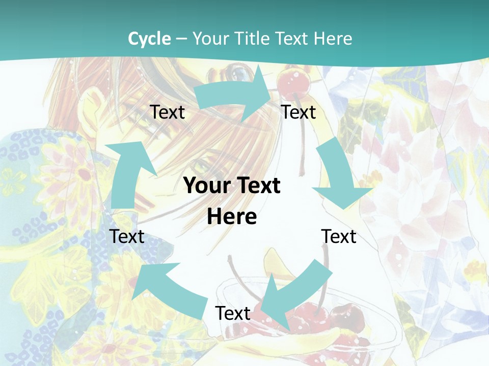 A Woman Eating A Piece Of Cake With Cherries On It PowerPoint Template