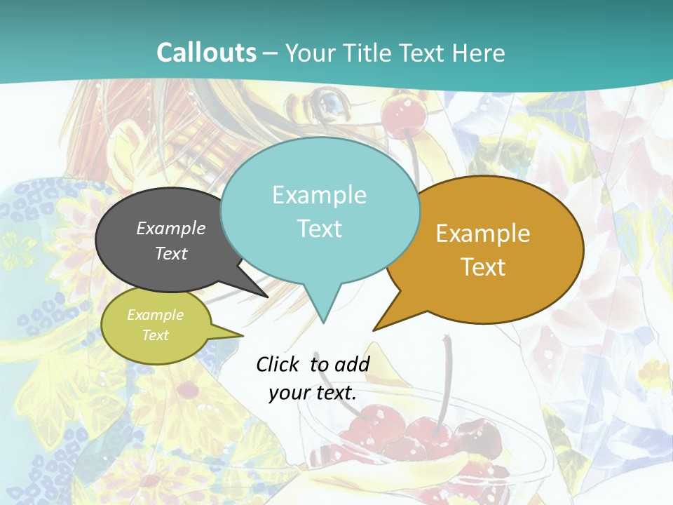 A Woman Eating A Piece Of Cake With Cherries On It PowerPoint Template