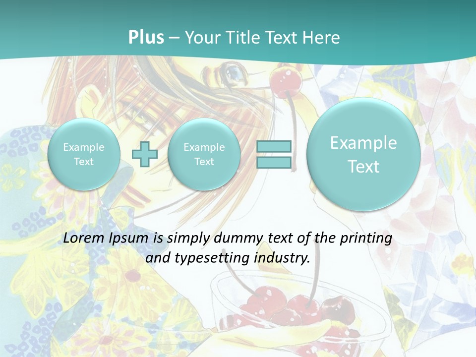 A Woman Eating A Piece Of Cake With Cherries On It PowerPoint Template