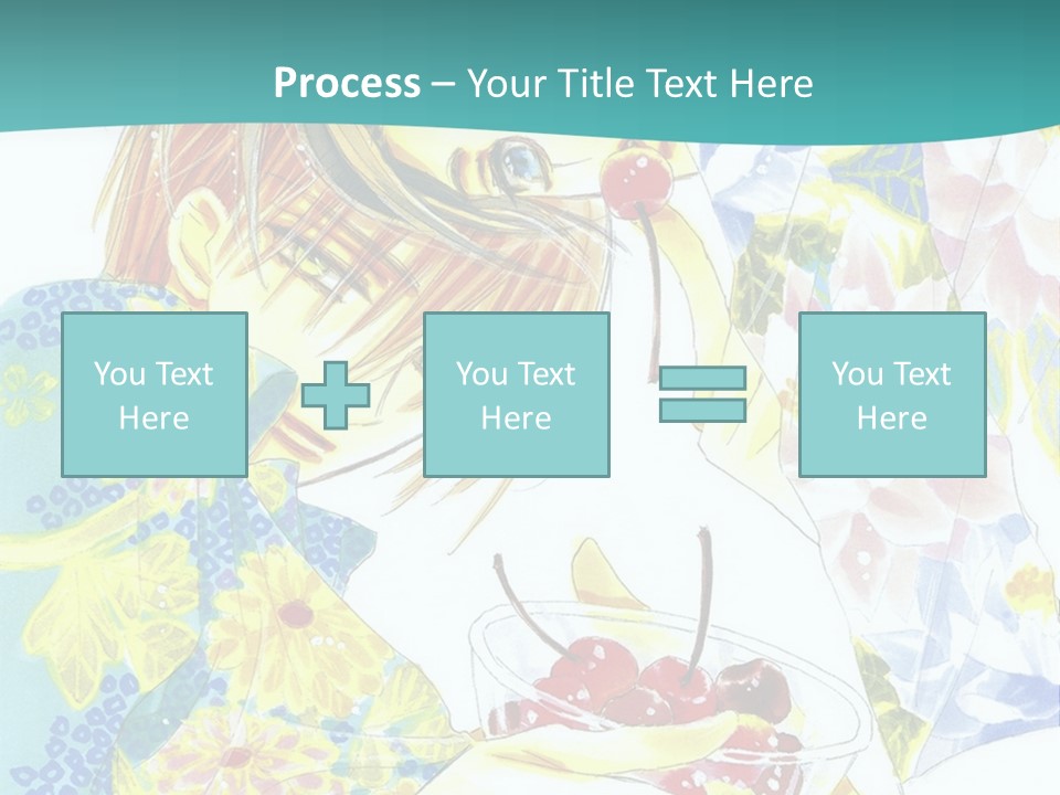 A Woman Eating A Piece Of Cake With Cherries On It PowerPoint Template