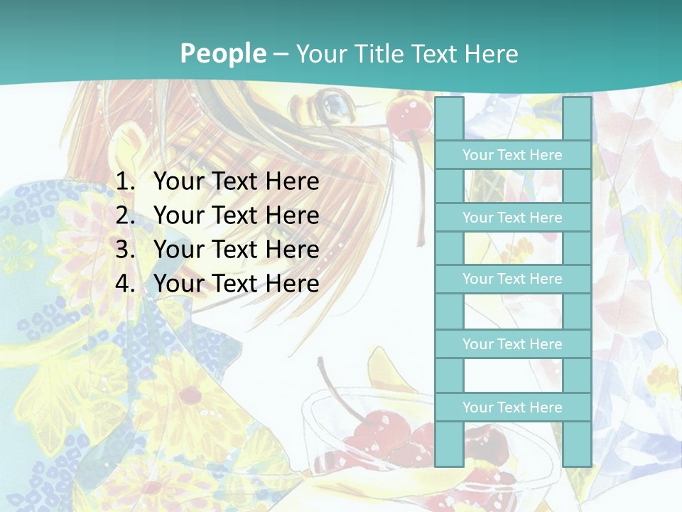 A Woman Eating A Piece Of Cake With Cherries On It PowerPoint Template