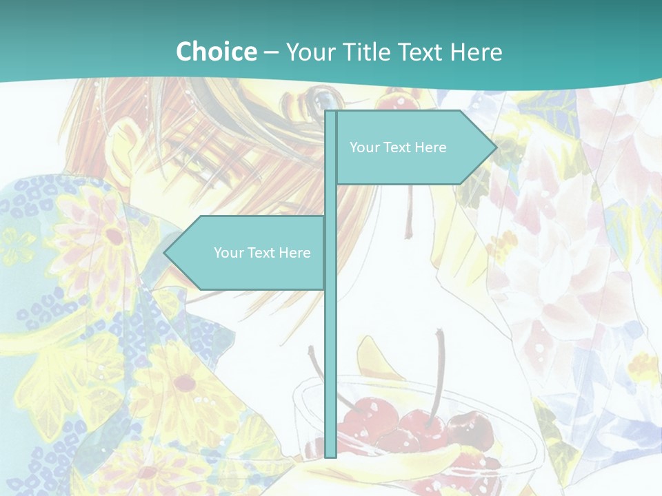 A Woman Eating A Piece Of Cake With Cherries On It PowerPoint Template