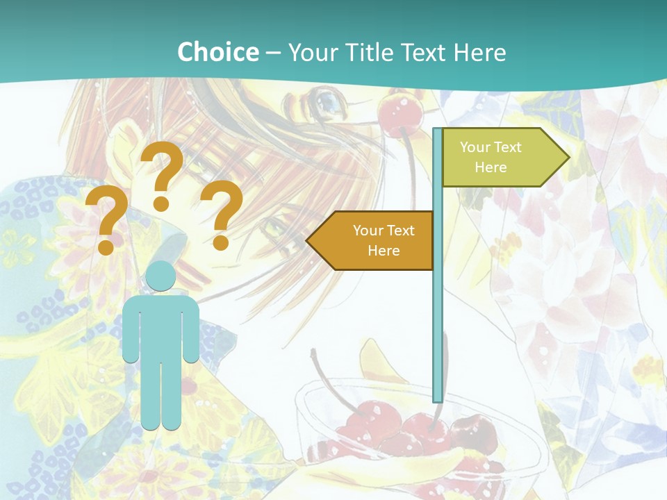 A Woman Eating A Piece Of Cake With Cherries On It PowerPoint Template