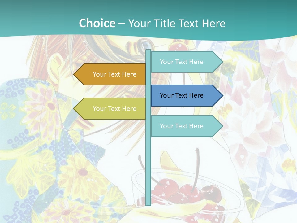 A Woman Eating A Piece Of Cake With Cherries On It PowerPoint Template