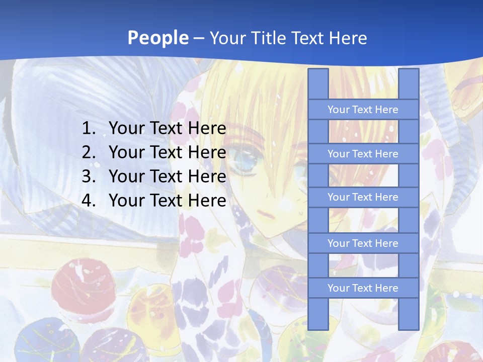 A Couple Of Anime Characters In Front Of A Blue Background PowerPoint Template