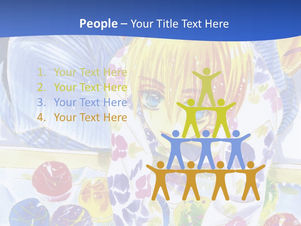 A Couple Of Anime Characters In Front Of A Blue Background PowerPoint Template