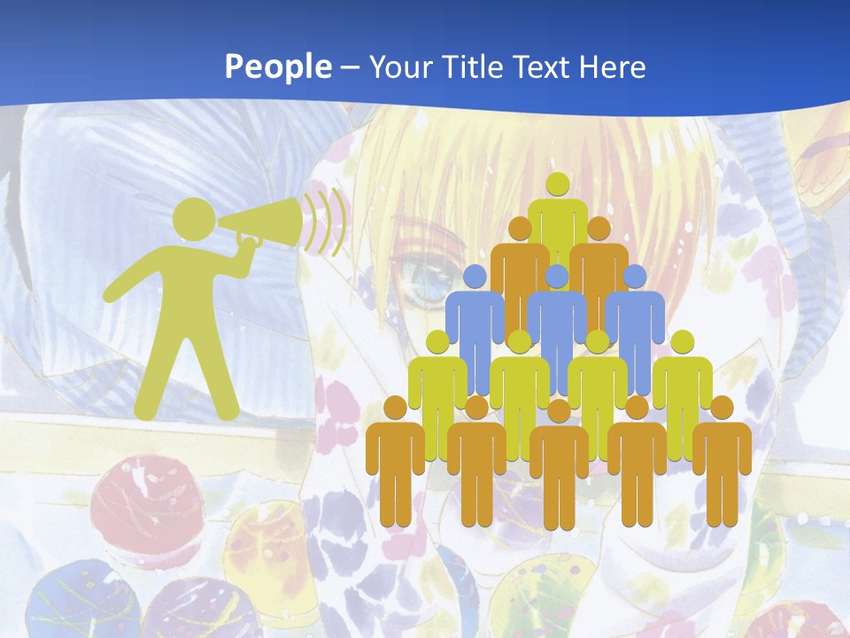 A Couple Of Anime Characters In Front Of A Blue Background PowerPoint Template