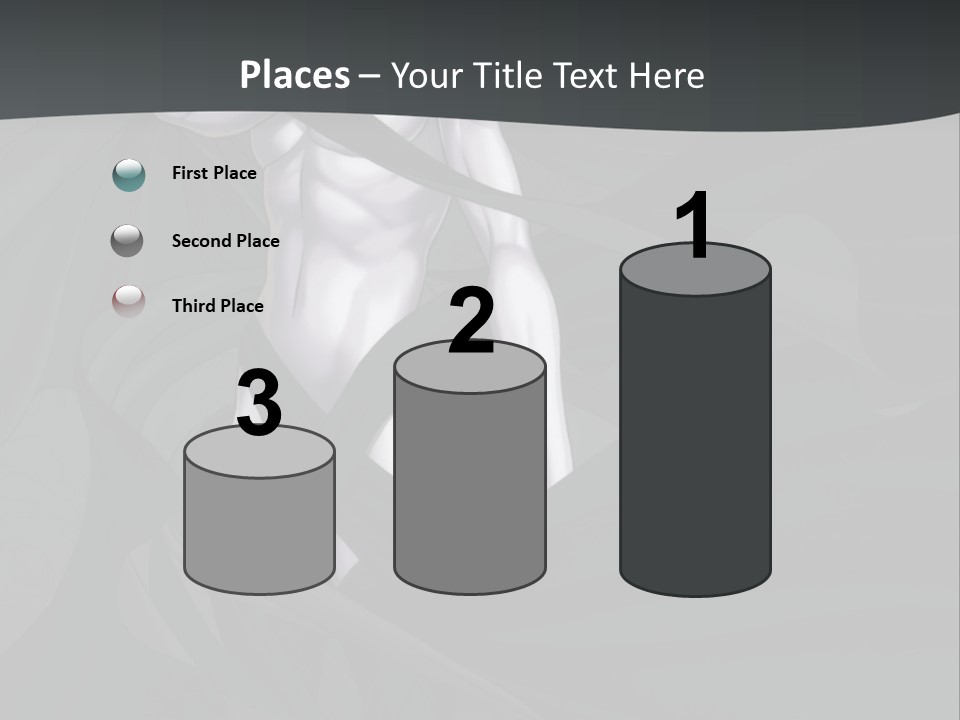 A Woman In A Black And White Dress With Her Arms Crossed PowerPoint Template