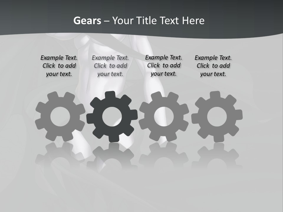 A Woman In A Black And White Dress With Her Arms Crossed PowerPoint Template