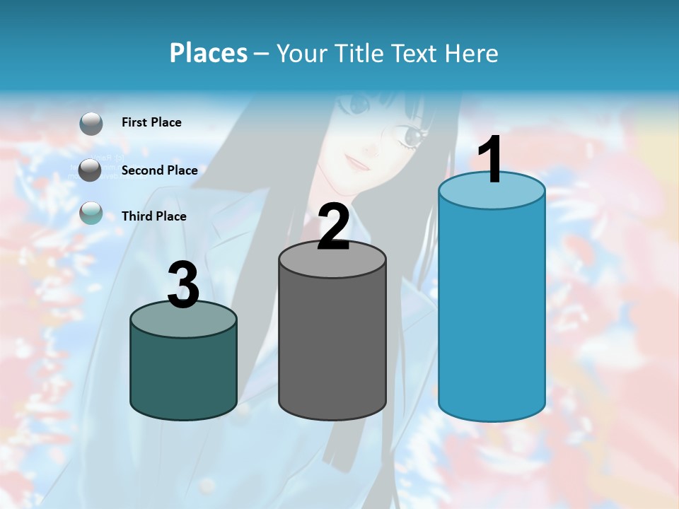 A Woman With Long Black Hair Standing In Front Of A Colorful Background PowerPoint Template