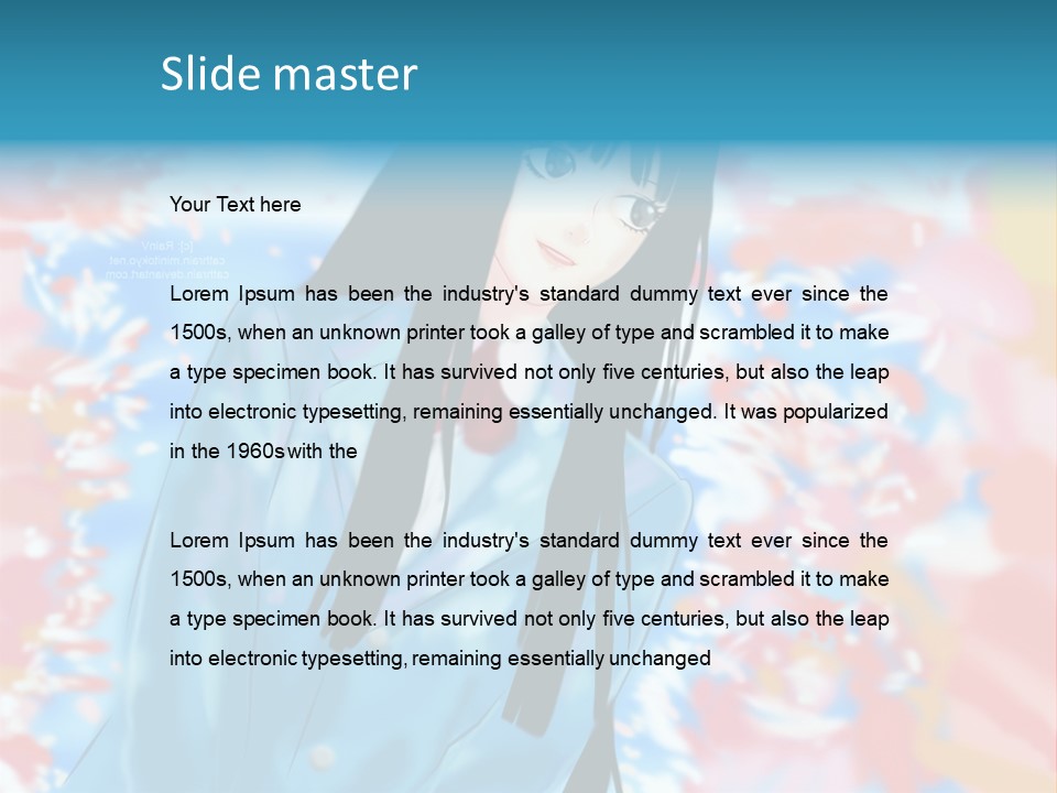 A Woman With Long Black Hair Standing In Front Of A Colorful Background PowerPoint Template