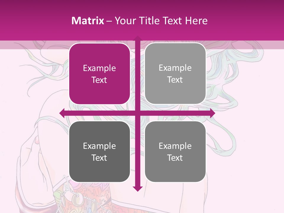 A Woman With Green Hair Is Sitting On A Pink Background PowerPoint Template