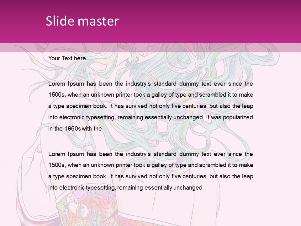 A Woman With Green Hair Is Sitting On A Pink Background PowerPoint Template