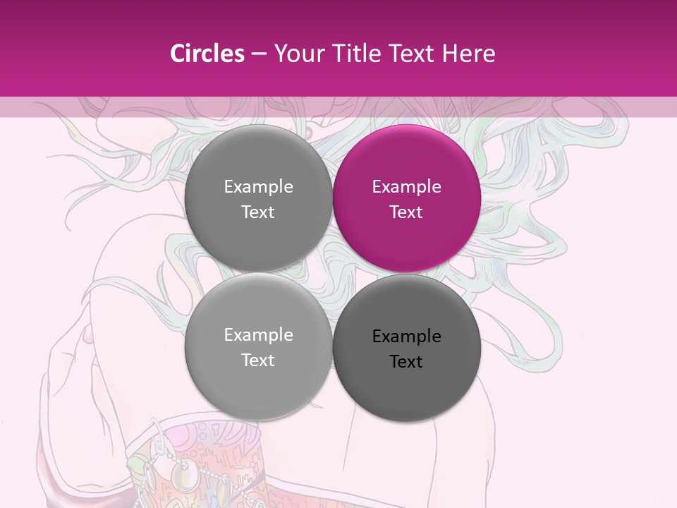 A Woman With Green Hair Is Sitting On A Pink Background PowerPoint Template