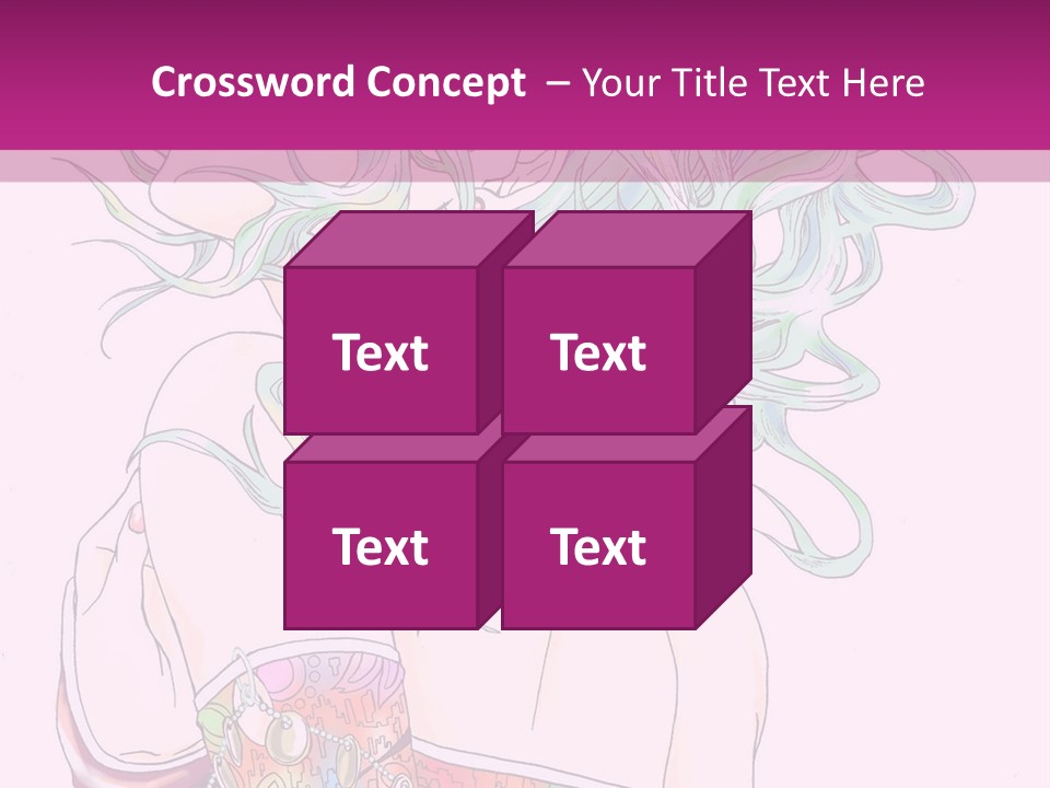 A Woman With Green Hair Is Sitting On A Pink Background PowerPoint Template