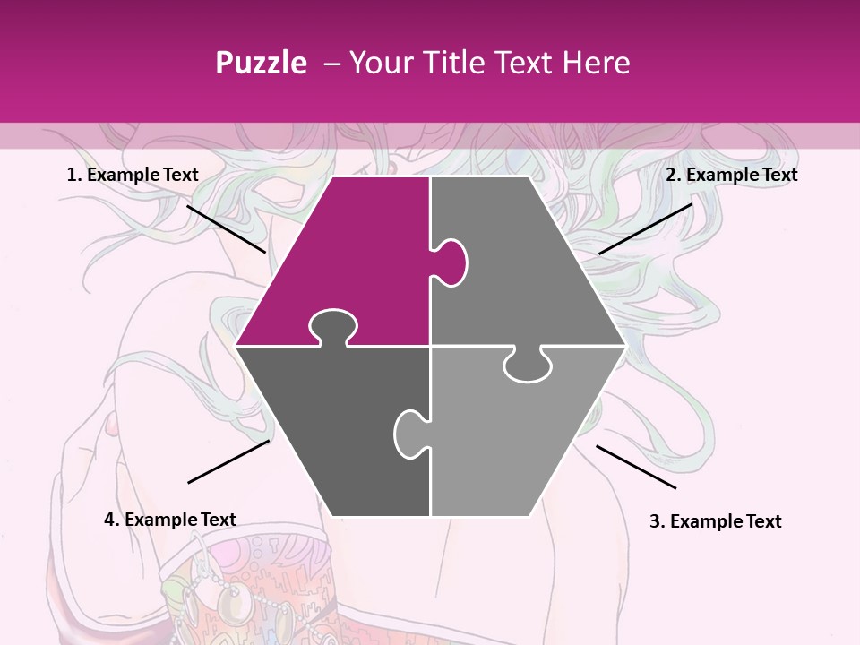 A Woman With Green Hair Is Sitting On A Pink Background PowerPoint Template