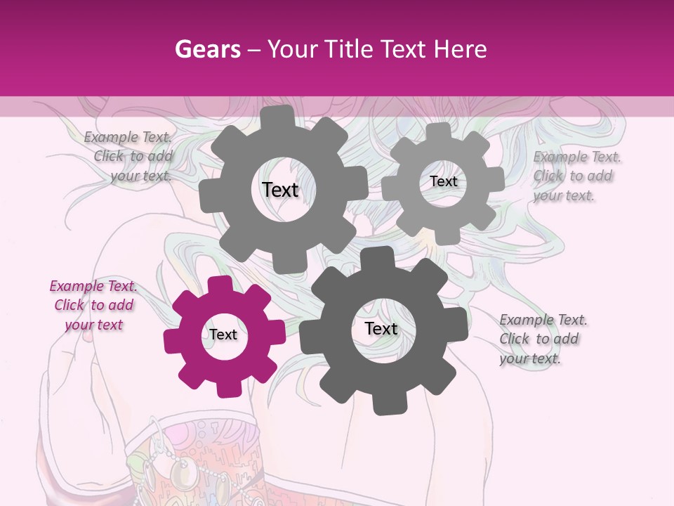 A Woman With Green Hair Is Sitting On A Pink Background PowerPoint Template