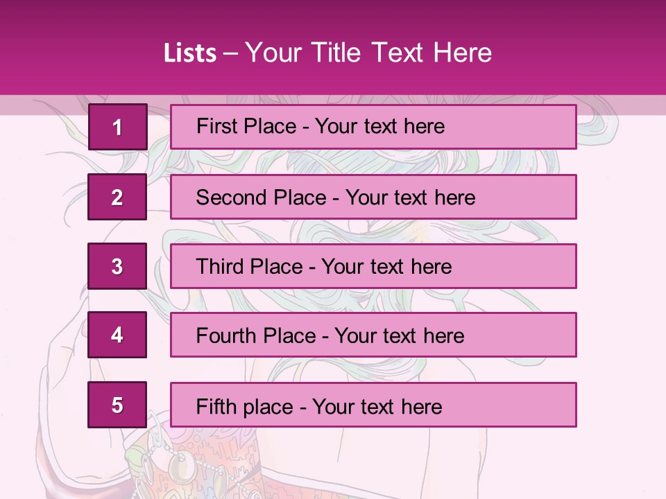 A Woman With Green Hair Is Sitting On A Pink Background PowerPoint Template