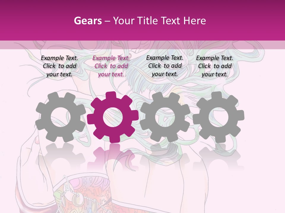 A Woman With Green Hair Is Sitting On A Pink Background PowerPoint Template