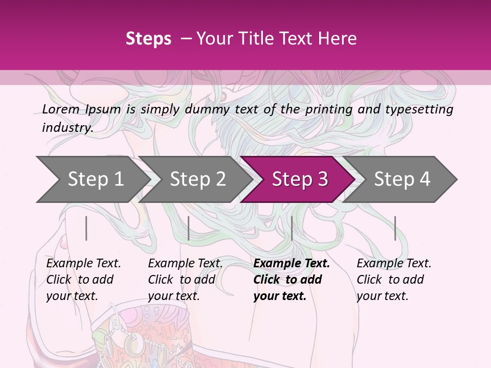 A Woman With Green Hair Is Sitting On A Pink Background PowerPoint Template