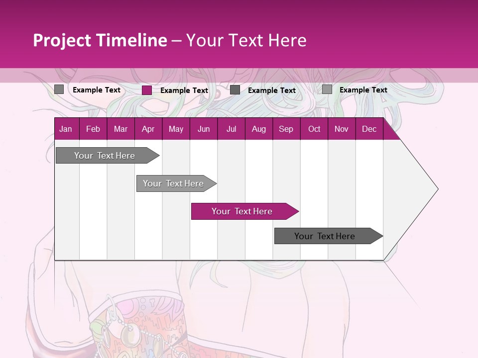 A Woman With Green Hair Is Sitting On A Pink Background PowerPoint Template