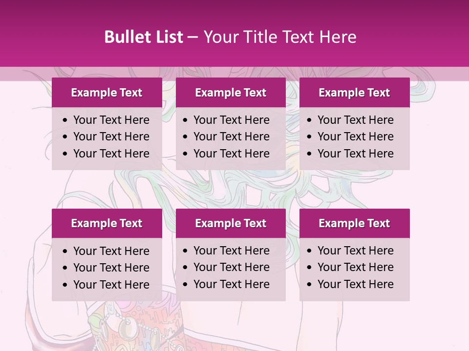 A Woman With Green Hair Is Sitting On A Pink Background PowerPoint Template