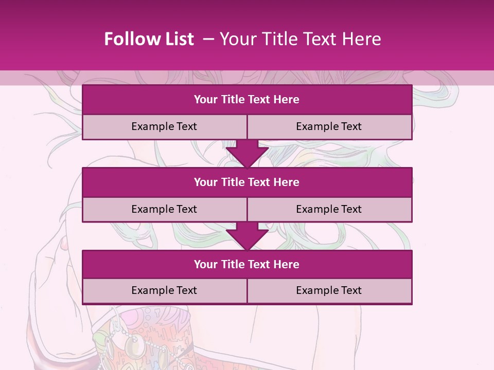 A Woman With Green Hair Is Sitting On A Pink Background PowerPoint Template