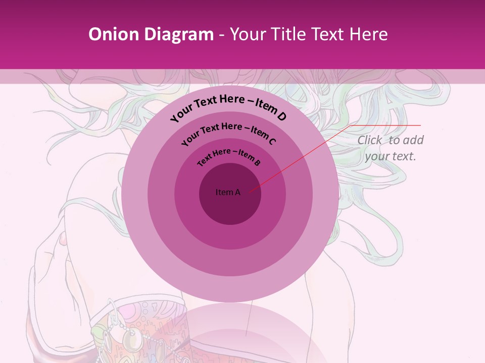 A Woman With Green Hair Is Sitting On A Pink Background PowerPoint Template