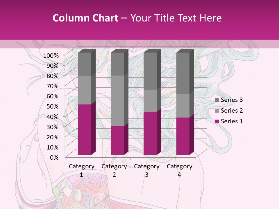A Woman With Green Hair Is Sitting On A Pink Background PowerPoint Template