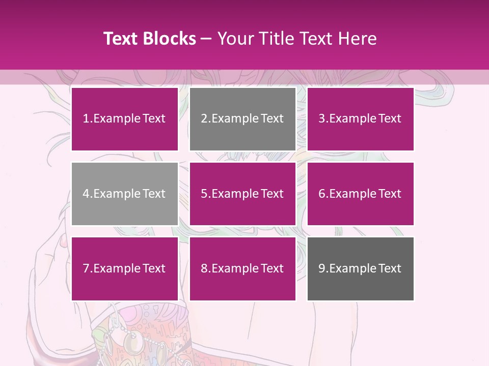 A Woman With Green Hair Is Sitting On A Pink Background PowerPoint Template