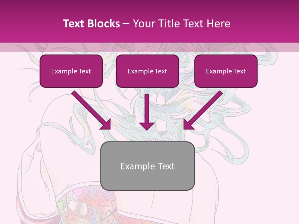 A Woman With Green Hair Is Sitting On A Pink Background PowerPoint Template