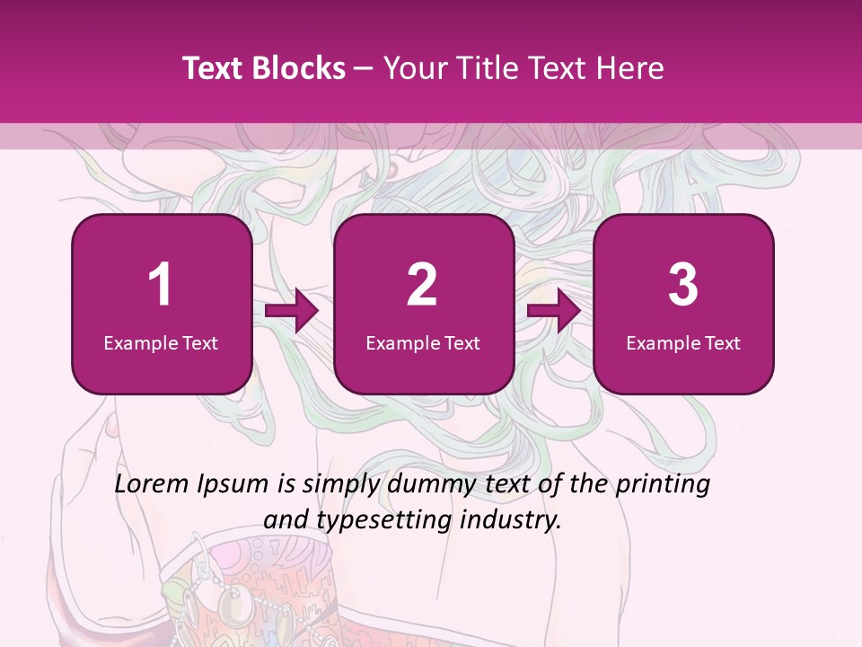 A Woman With Green Hair Is Sitting On A Pink Background PowerPoint Template